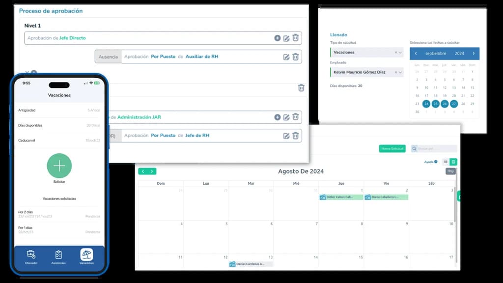 Control de asistencia automático con ARI ERP — registro de retardos y vacaciones